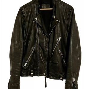 All Saints Black Leather Motorcycle  Jacket Men’s Small